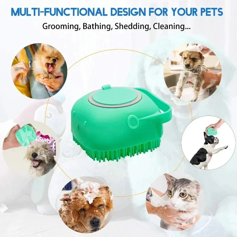 Soft Silicone Pet Bath & Massage Brush – Gentle Grooming for Dogs & Cats