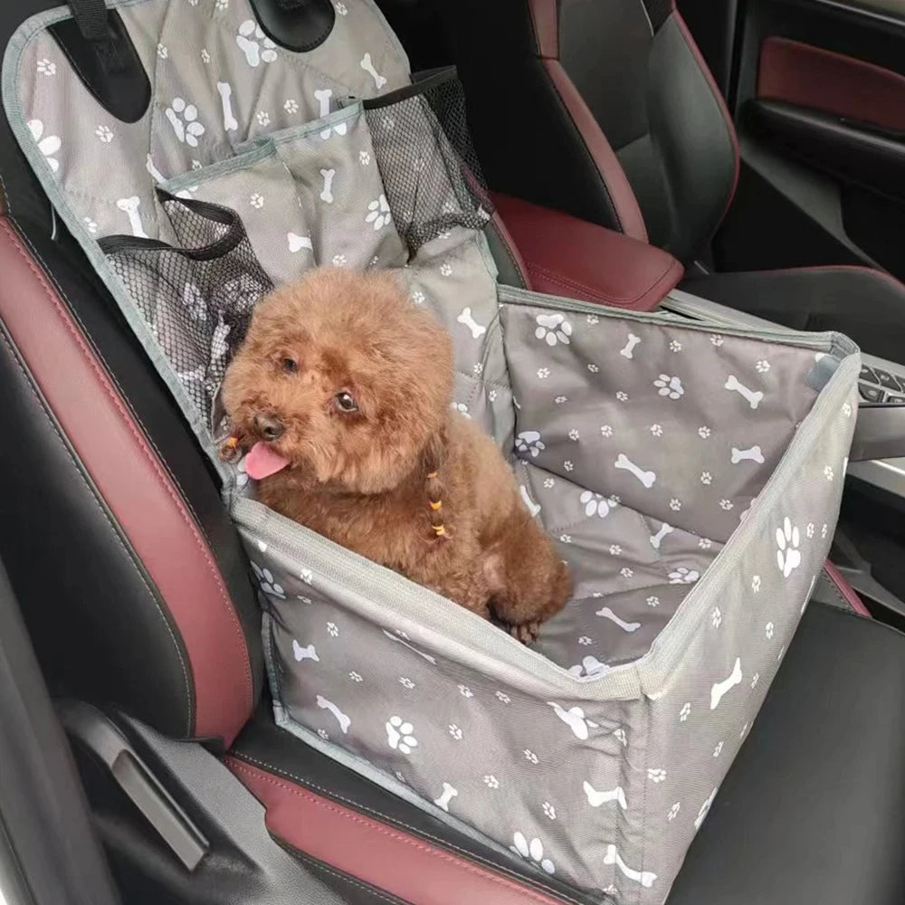 Folding Dog Car Seat with Storage Pockets – Hammock Basket for Small & Medium Dogs