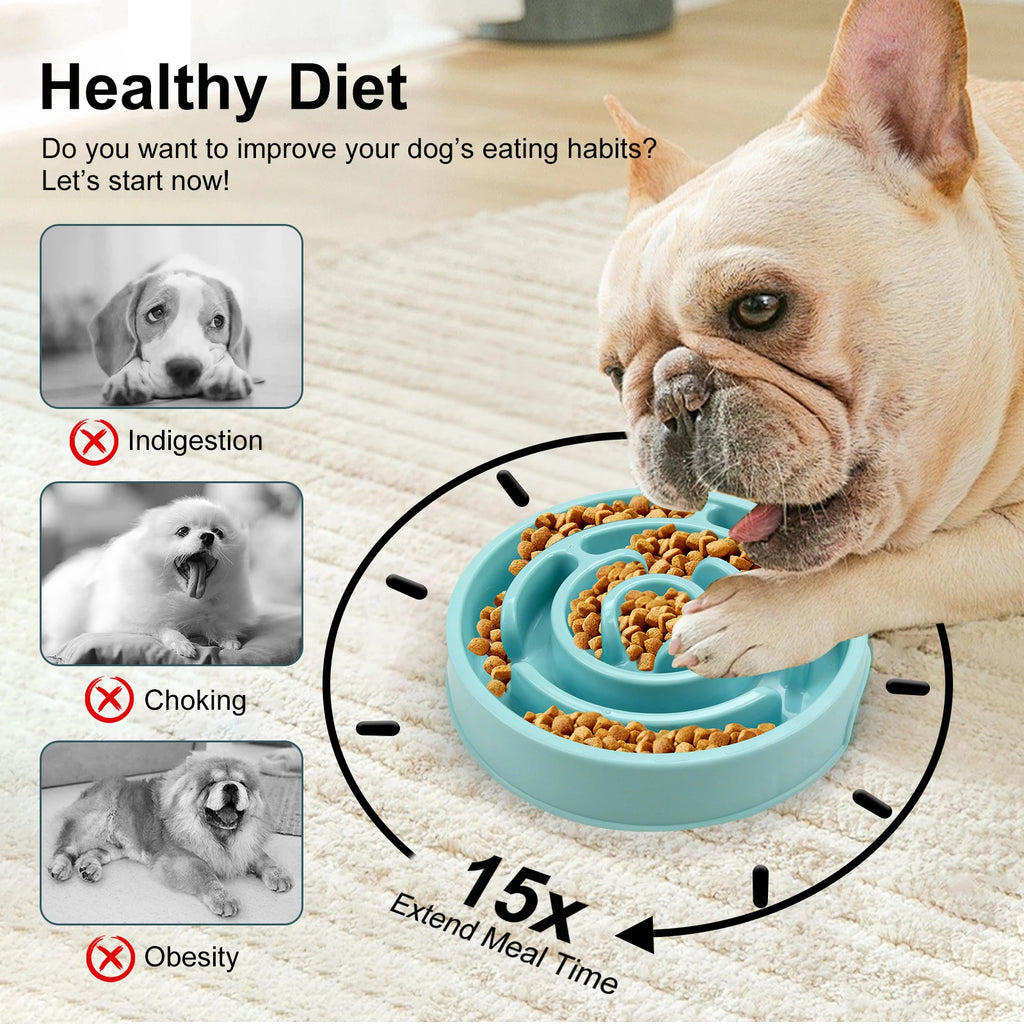 Non-Slip Slow Feeder Dog Bowl – Anti-Gulping Food Dish for All Breeds