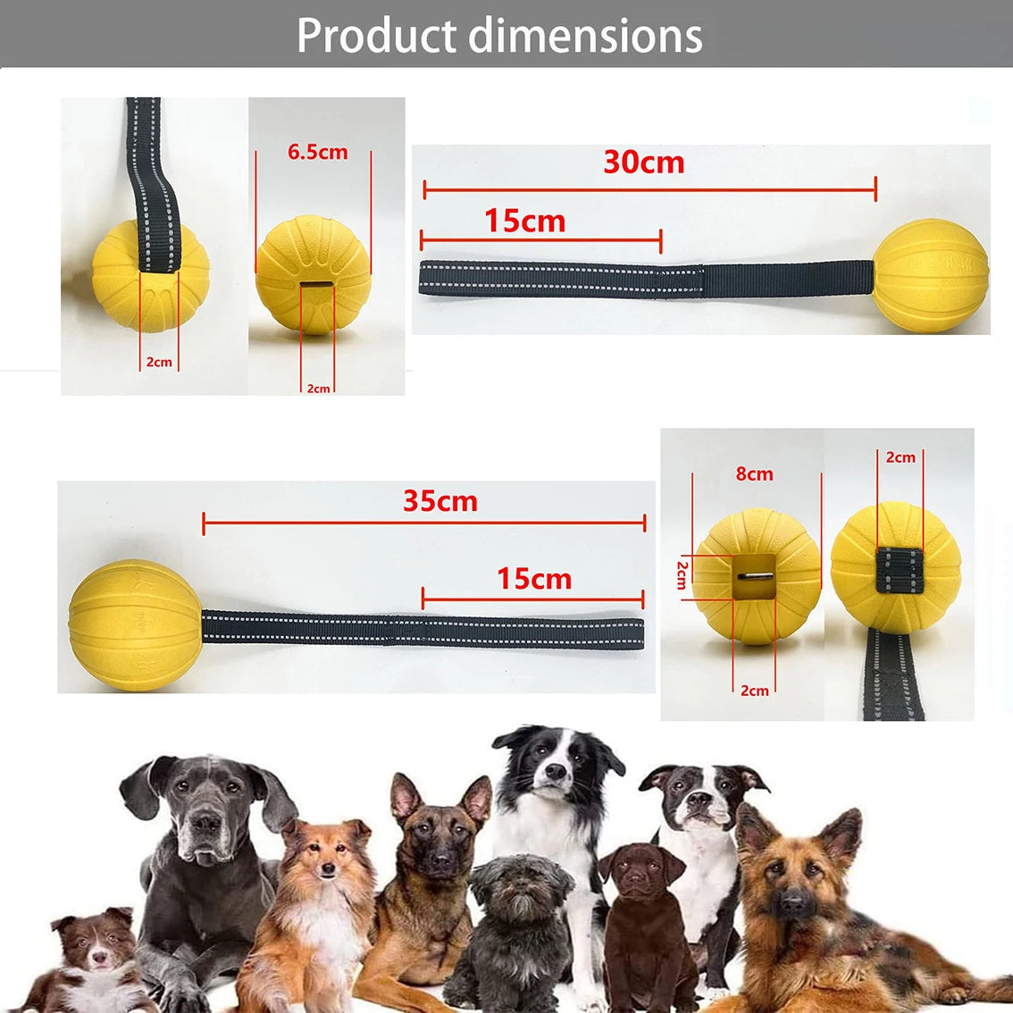 Dog Toy Balls on a Rope for Small Medium Large Dogs Chewers, Durable Interactive Ball for Training Dogs, EVA Foam Ball Floats